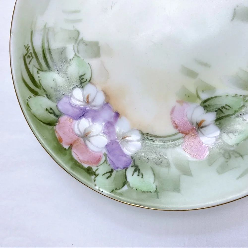 Vintage Austrian Hand Painted Pansy Floral Plate 6